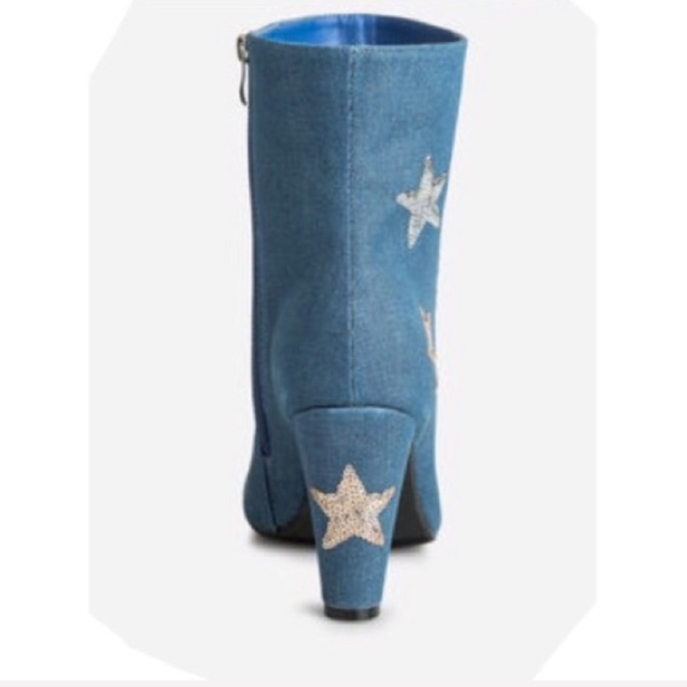 Denim wide width silver & gold star booties - Picture 5 of 5